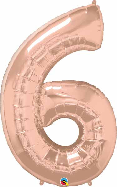 34-Inch Rose Gold Number 6 Balloon