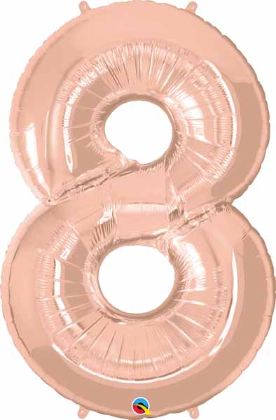 Rose Gold Number 8 Balloon, 34 Inch