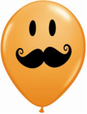 5-Inch Smile Face Mustache Latex Balloons, 100 Count