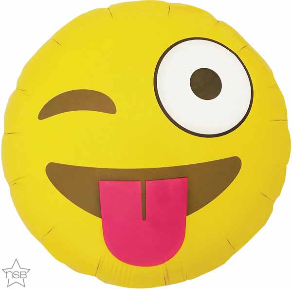 Winking Emoticon 18-Inch Round Foil Balloon