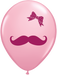 MUSTACHE & RIBBON 11" PINK 50/BAG ¢