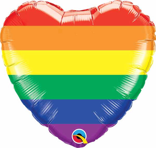 Rainbow Stripes 18" Heart Foil Balloon