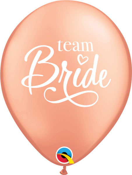 Team Bride Rose Gold 11-Inch Latex Balloons, 50 Count