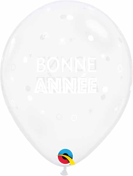 11-Inch Bonne Année Sparkles Latex Balloons, 50 Count