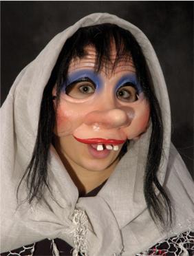 Mrs. Bashfool Latex Half Mask with Scarf and Hair