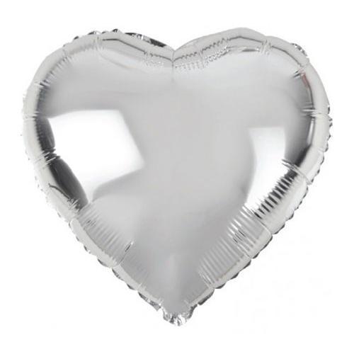 10-inch Silver Heart-Shaped Foil Balloon - Shimmer & Confetti