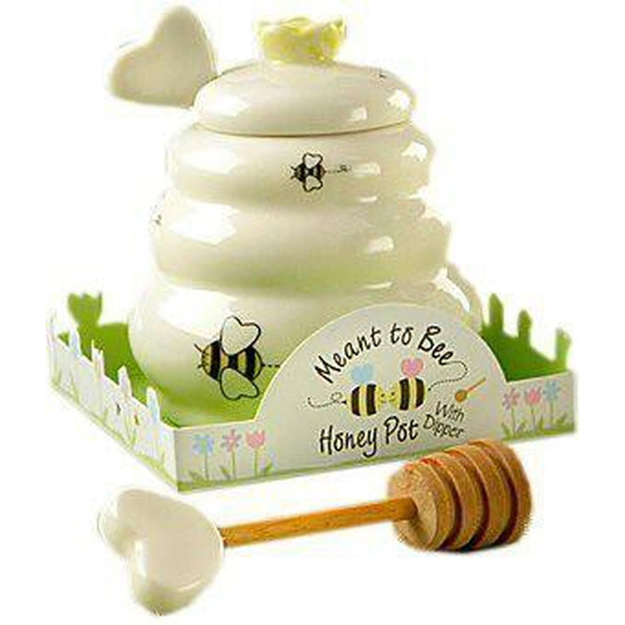 25 Ceramic Honey Pots with Wooden Dippers