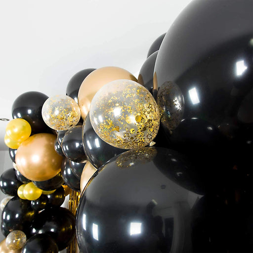 Black and Gold Metallic Balloon Garland and Arch Kit with Gold Foil -Main 2