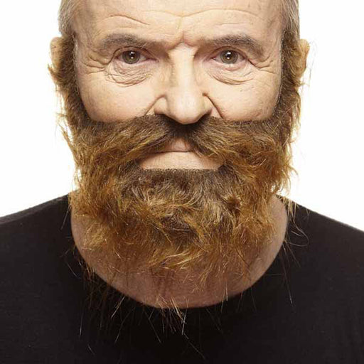 Curly Moustache & Beard - Medium Brown