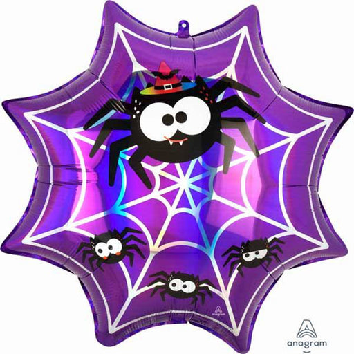 Halloween Iridescent Spider Web Foil Balloon - 22"