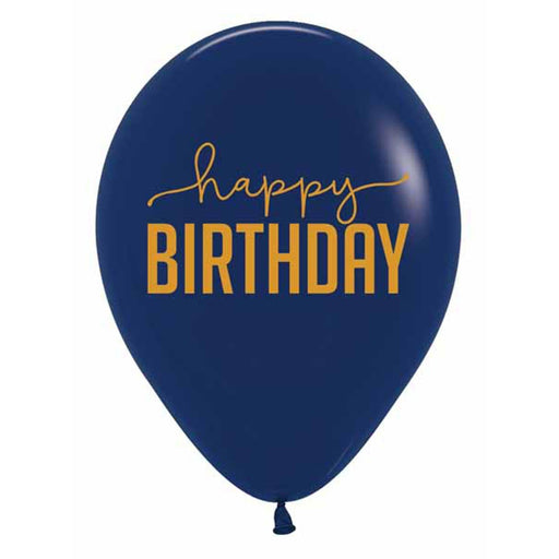 Happy Birthday Navy Print Balloons 