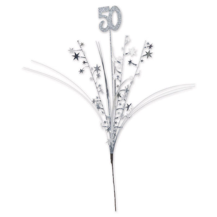 Silver '50' Star Spray Trio: 23" Sparkle (3/Pk)