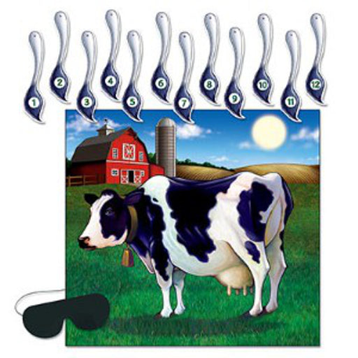 Whimsical Farmyard Fun Pin The Tail On The Cow Game (3/Pk)