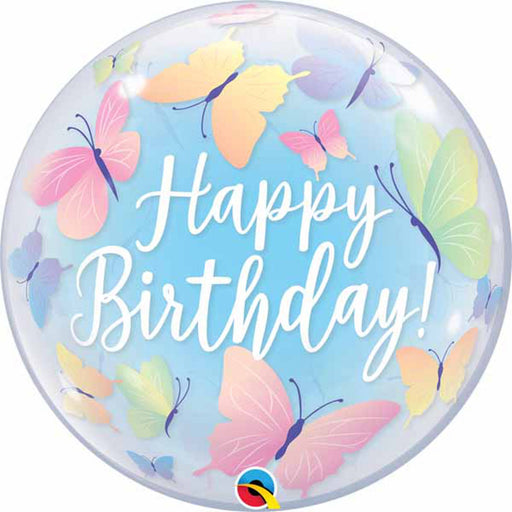 Fluttering Festivity Happy Birthday Butterflies 22″ Bubble Balloon (3/Pk)