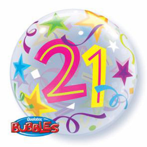 22" Quality Qualatex Happy 21st Birthday Bubble Balloon Celebrate in Style (3/Pk)