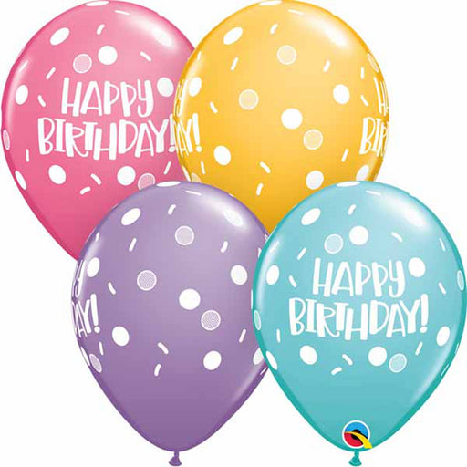 Sprinkle the Joy: 11″ Birthday Dots & Sprinkles Latex Balloons (50/Pk)