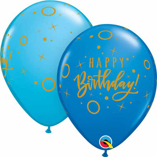 Sparkling Birthday Delight Happy Birthday Dots & Sparkles Blue 11″ Latex Balloons (50/Pk)