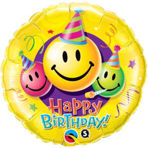 Cheerful Celebrations 18″ Happy Birthday Emoji Faces Balloon (5/Pk)