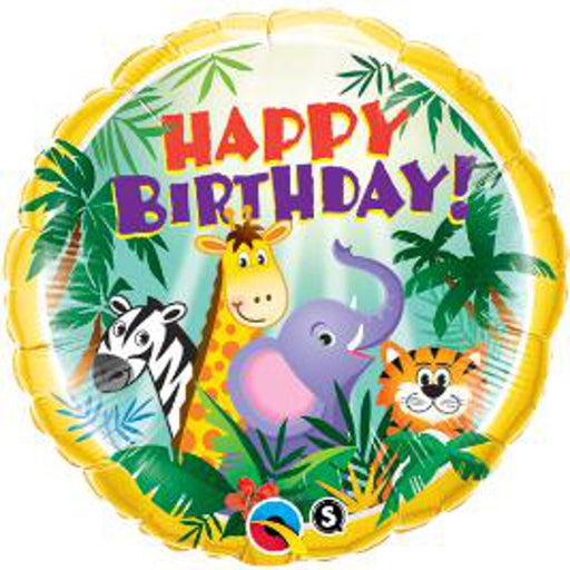 Wildly Celebrate 18" Happy Birthday Jungle Friends Standard Balloon (5/Pk)