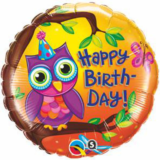 Whimsical 18 inch Qualatex Birthday Owl Foil Balloon A Colorful Hoot for Your Celebration (5/Pk)