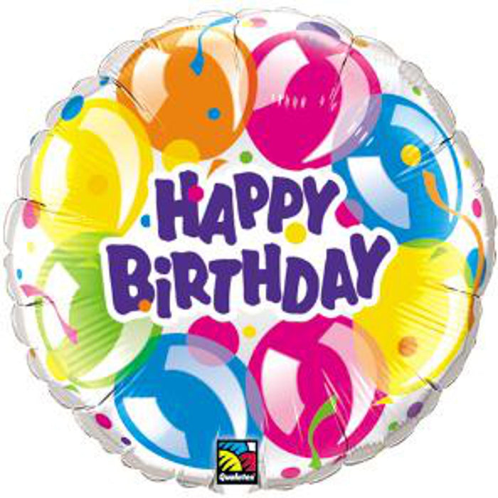 Multicolored foil balloons with a sparkling design to enhance birthday festivities