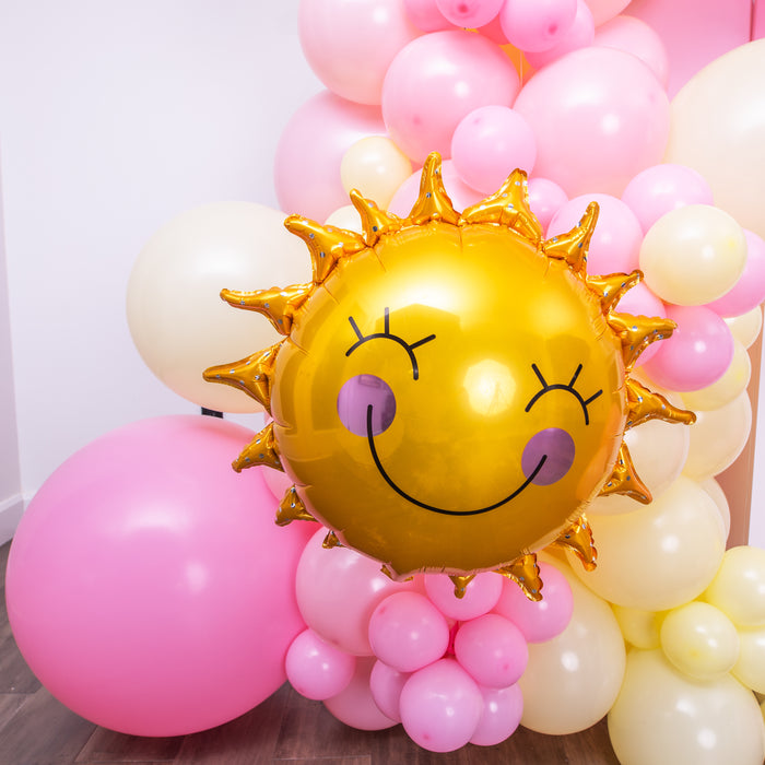 16-Foot Pink and Yellow Lemonade Balloon Garland and Arch Kit with Sunshine Balloons