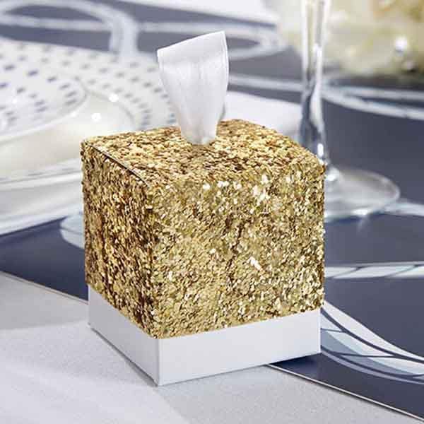 "All That Glitters" Gold Glitter Favor Boxes 25ct - Shimmer & Confetti