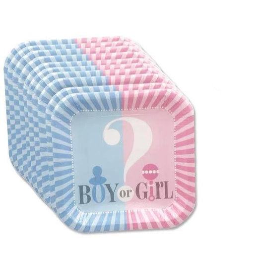 Boy or Girl Gender Reveal Side Plates 12ct - Shimmer & Confetti