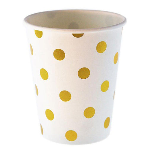 Gold Polka Dot Party Cups 12ct - Shimmer & Confetti