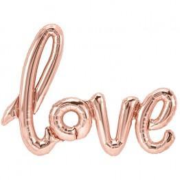 Love Script Rose Gold Foil Balloon - Shimmer & Confetti