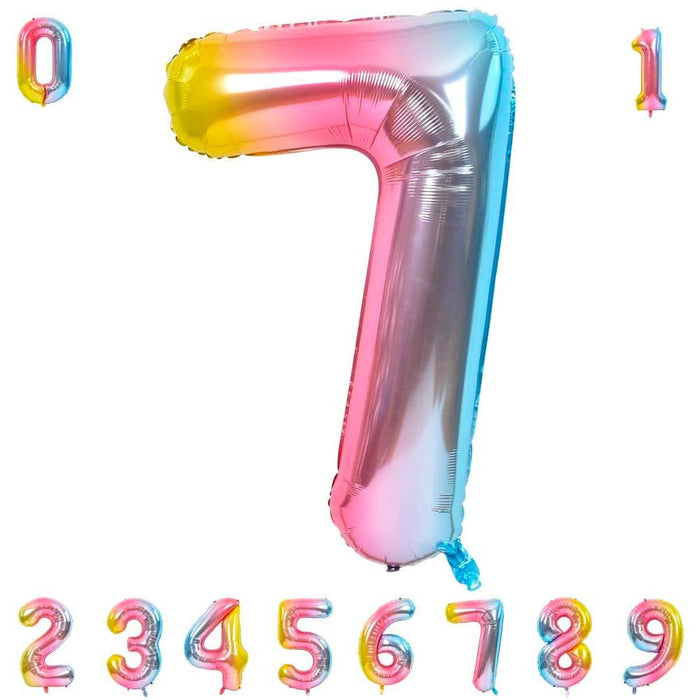 40 Inch Rainbow Number Balloons