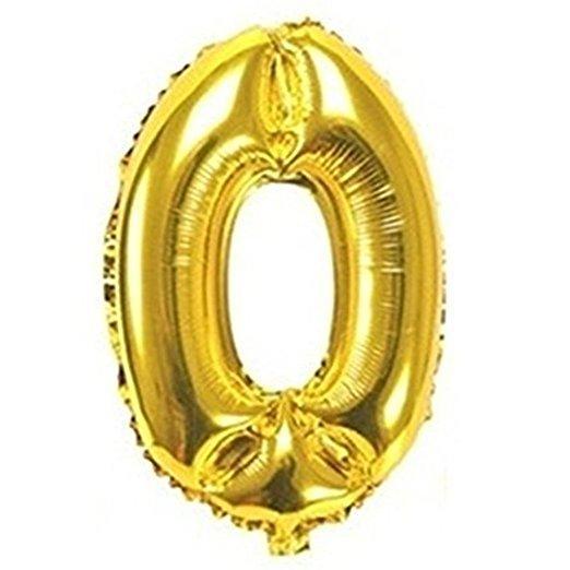 Number 0 Foil Birthday Balloon - Gold - Shimmer & Confetti