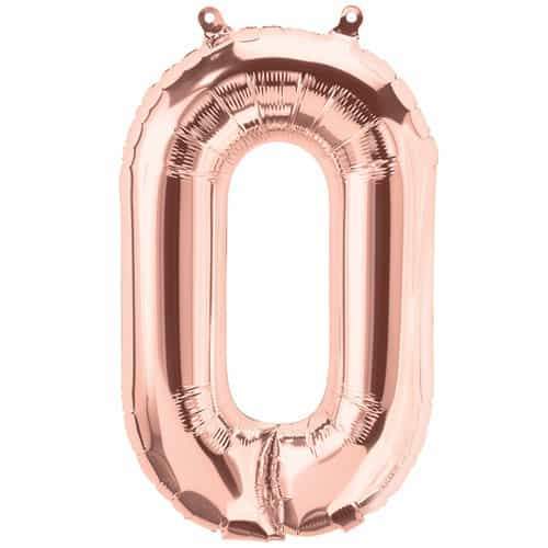 Number 0 Foil Birthday Balloon - Rose Gold - Shimmer & Confetti