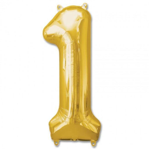 Number 1 Foil Birthday Balloon - Gold - Shimmer & Confetti