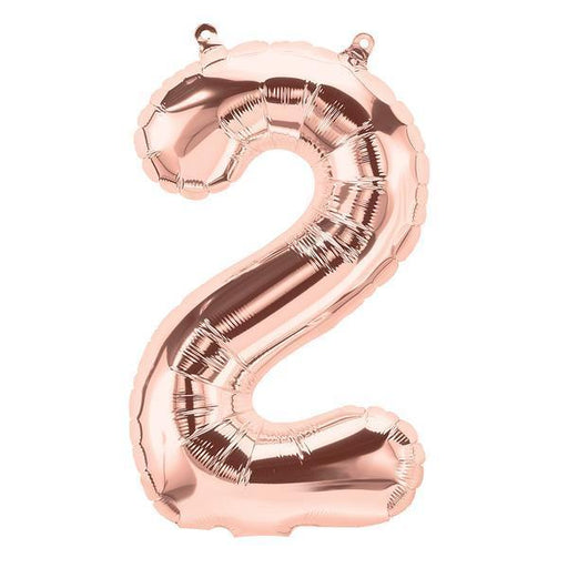 Number 2 Foil Birthday Balloon - Rose Gold - Shimmer & Confetti