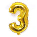 Number 3 Foil Birthday Balloon - Gold - Shimmer & Confetti