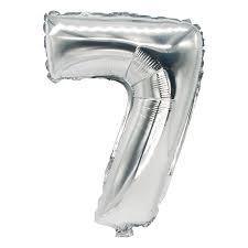 Number 7 Foil Birthday Balloon - Silver - Shimmer & Confetti