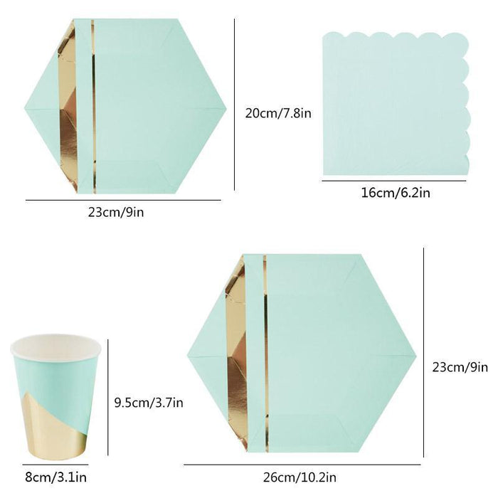 Pastel Mint and Gold Party Cups 12ct - Shimmer & Confetti
