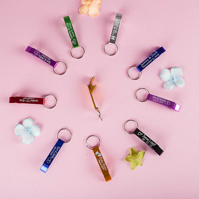 Personalized Bottle Opener Keychain - Shimmer & Confetti