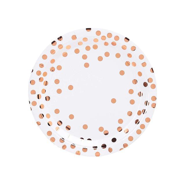 Rose Gold Polka Dot Tableware Set - Shimmer & Confetti