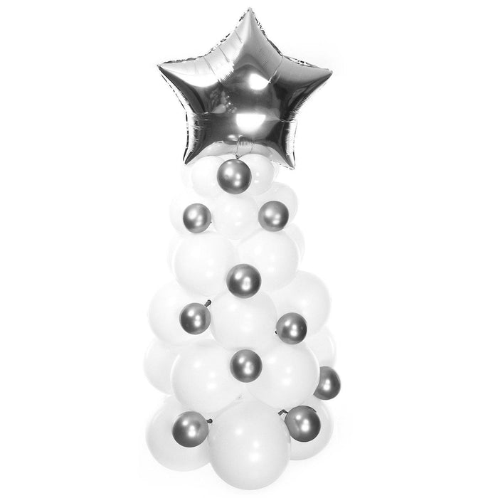 White and Silver Christmas Balloon Tree Kit - Shimmer & Confetti