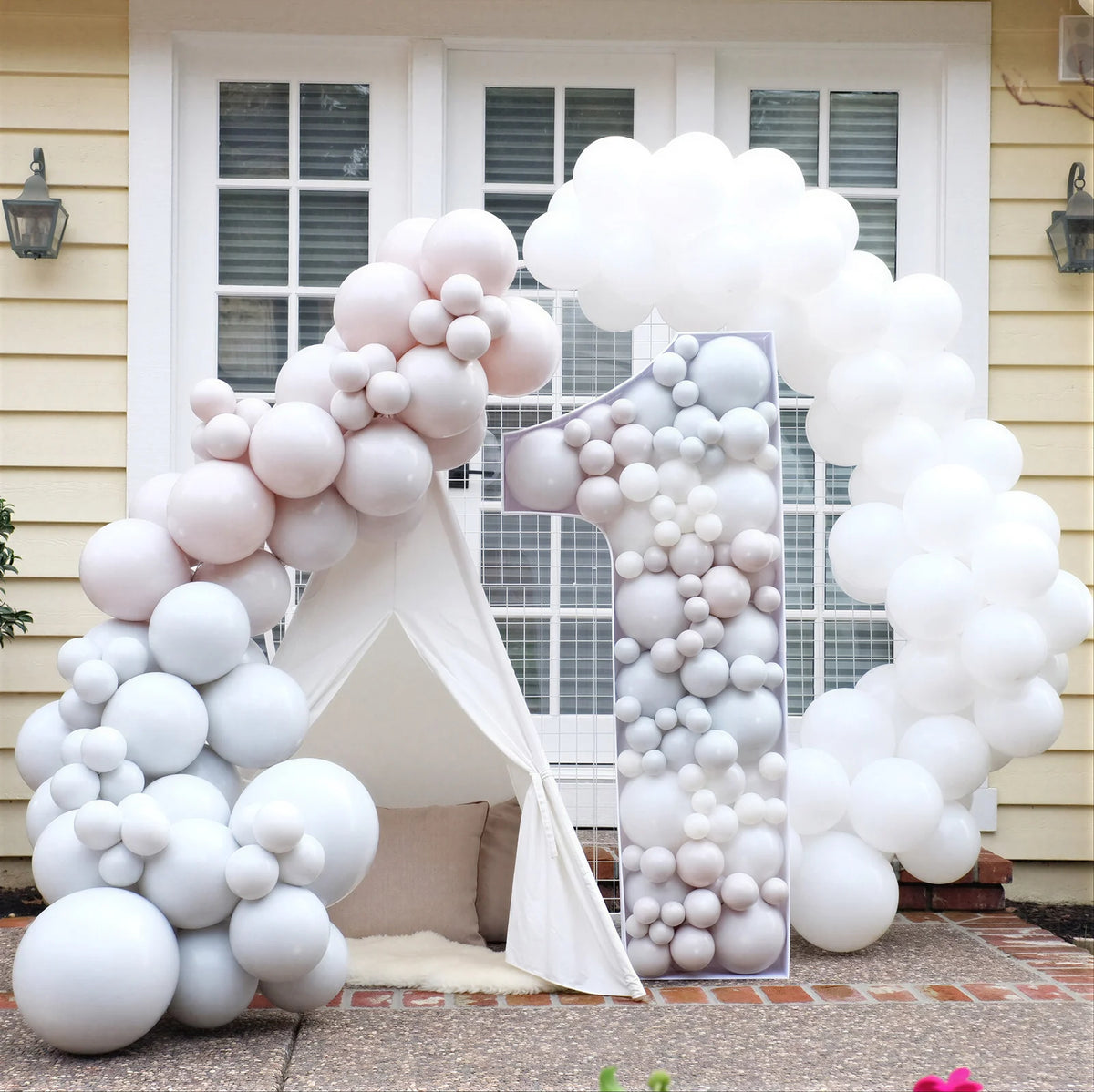 Elegant white balloon garland for a celebration