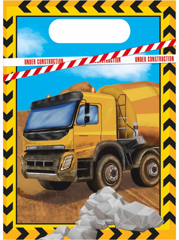 Construction truck favour bags for birthday party treats